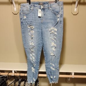 torrid Light Blue Distressed Ankle Jeans 18R